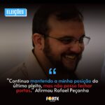 TÁ DE VOLTA? Continuo mantendo a minha posição do último pleito, mas não posso fechar portas.” Afirmou Rafael Peçanha. Confira: