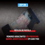 Menores assaltantes são presos no bairro Jardim Excelcior em Cabo Frio com réplica de uma ‘Glock’
