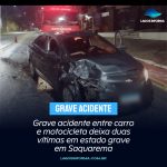 Grave acidente entre carro e motocicleta deixa duas vítimas em estado grave em Saquarema