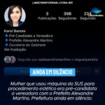 Mulher que usou máquina do SUS para procedimento estético era pré-candidata a vereadora com o Prefeito Alexandre Martins. Prefeitura ainda em silêncio: