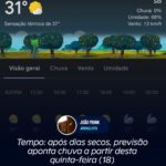 Tempo: após dias secos, previsão aponta chuva a partir desta quinta-feira (18)