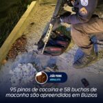 95 pinos de cocaína e 58 buchas de maconha são apreendidos em Búzios 