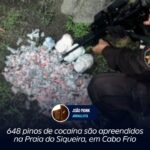 648 pinos de cocaína são apreendidos na Praia do Siqueira, em Cabo Frio