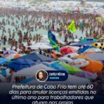 Prefeitura de Cabo Frio tem até 60 dias para anular licenças emitidas no último ano para trabalhadores que atuam nas praias