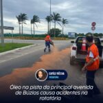 Óleo na pista da principal avenida de Búzios causa acidentes na rotatória