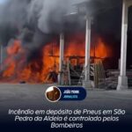 Incêndio em depósito de Pneus em São Pedro da Aldeia é controlado pelos bombeiros