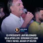 Ex-presidente Jair Bolsonaro sela apoio a Dr. Serginho em Cabo Frio e Rafael Aguiar em Búzios