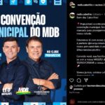 E OS DEMAIS? MDB Municipal faz convocação dando destaque apenas ao pré-candidato a vereadora Léo Mendes ao lado Marquinho Mendes. “Nosso pré-candidato a vereador”