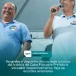 Serginho e Vaguinho são os mais votados da história de Cabo Frio para Prefeito e Vereador respectivamente. Veja os recordes anteriores: