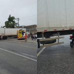 Motociclista fica ferido após colisão com carreta na RJ-106, em São Pedro da Aldeia