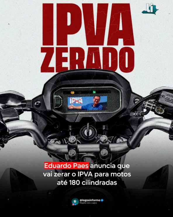 Eduardo Paes anuncia que vai zerar o IPVA para motos até 180 cilindradas
