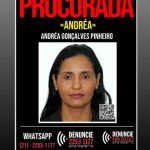 Polícia divulga cartaz para localizar mulher procurada por suspeita de homicídio em São Pedro da Aldeia