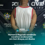 Homem é flagrado vendendo cocaína e acaba preso em Cem Braças, em Búzios