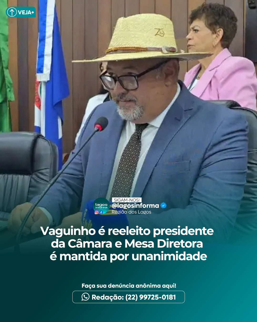 Vaguinho é reeleito presidente da Câmara e Mesa Diretora é mantida por unanimidade